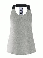Short & Punchy  Graphic Cami & Contrast Leggings Sports Set