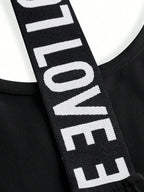 Short & Punchy  Graphic Cami & Contrast Leggings Sports Set