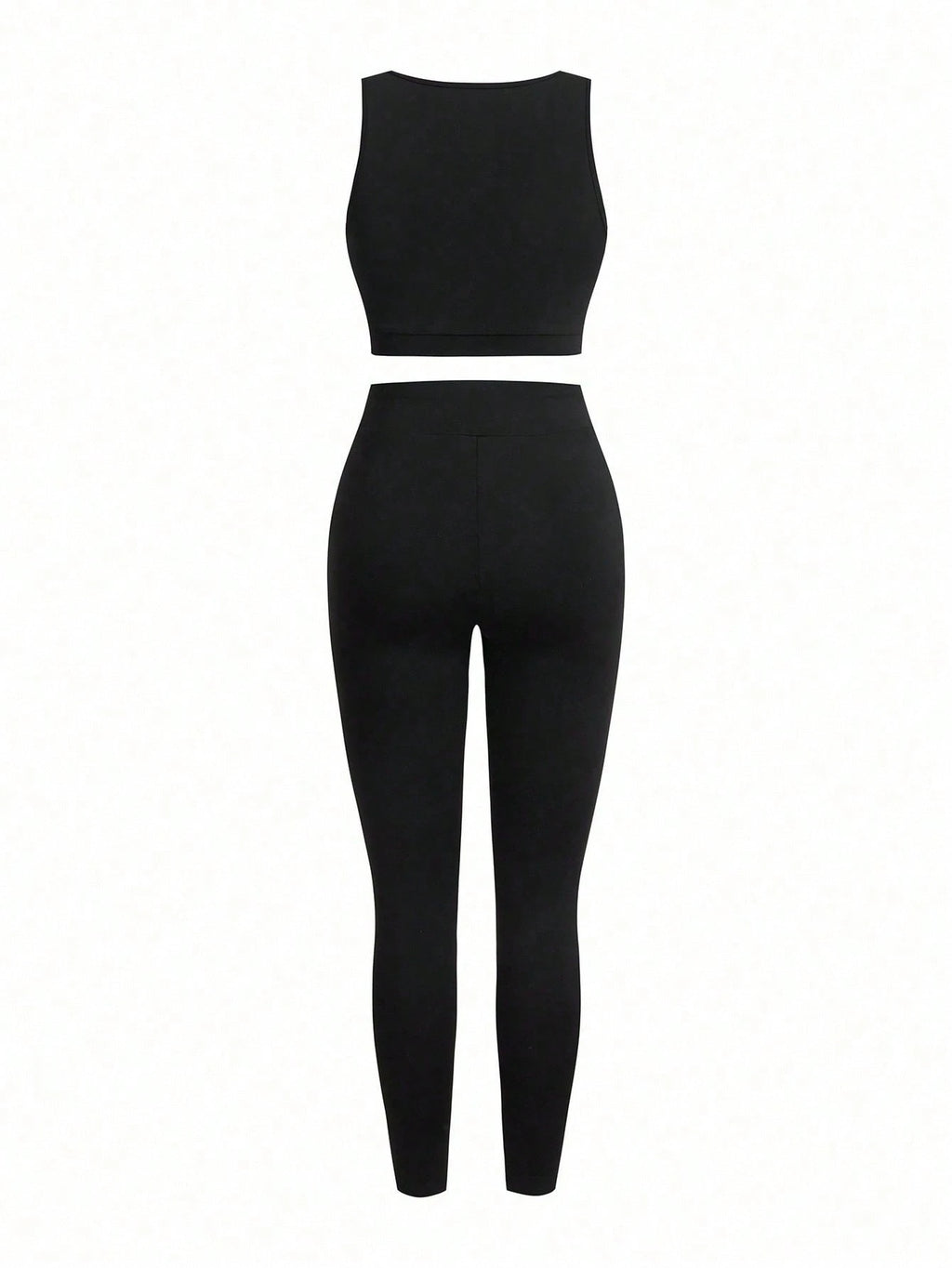 Short & Punchy  Graphic Cami & Contrast Leggings Sports Set