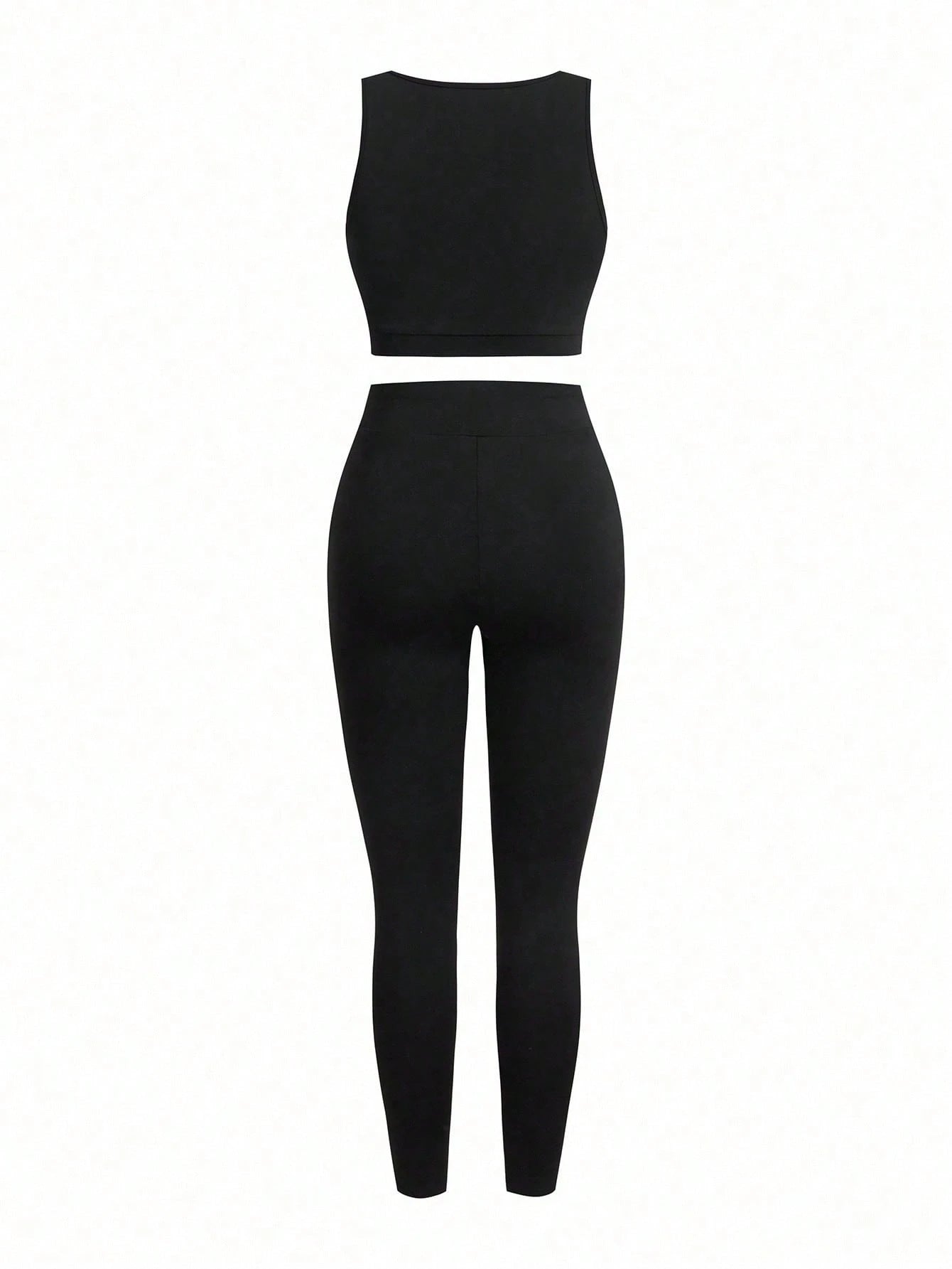 Short & Punchy  Graphic Cami & Contrast Leggings Sports Set