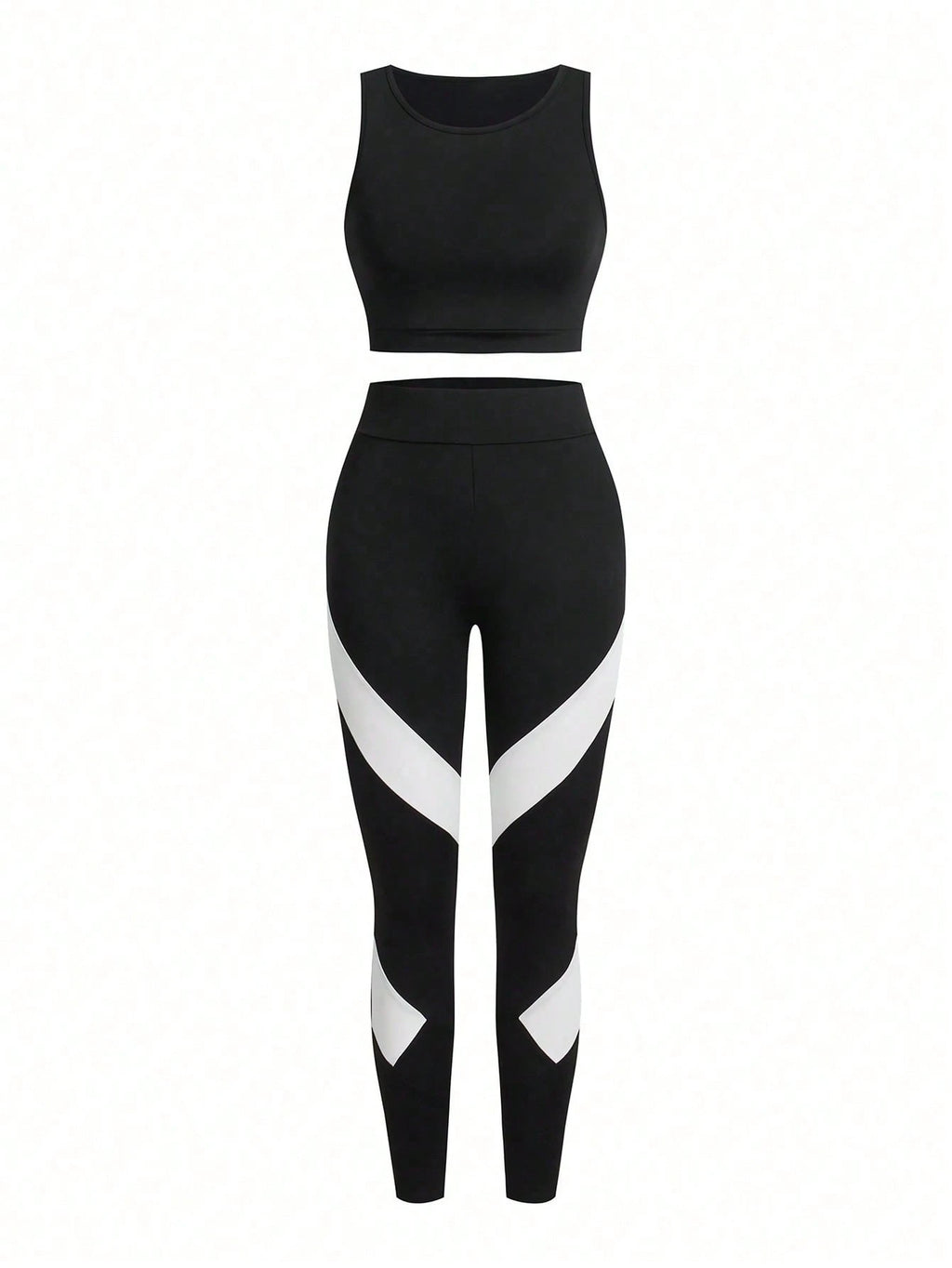 Short & Punchy  Graphic Cami & Contrast Leggings Sports Set