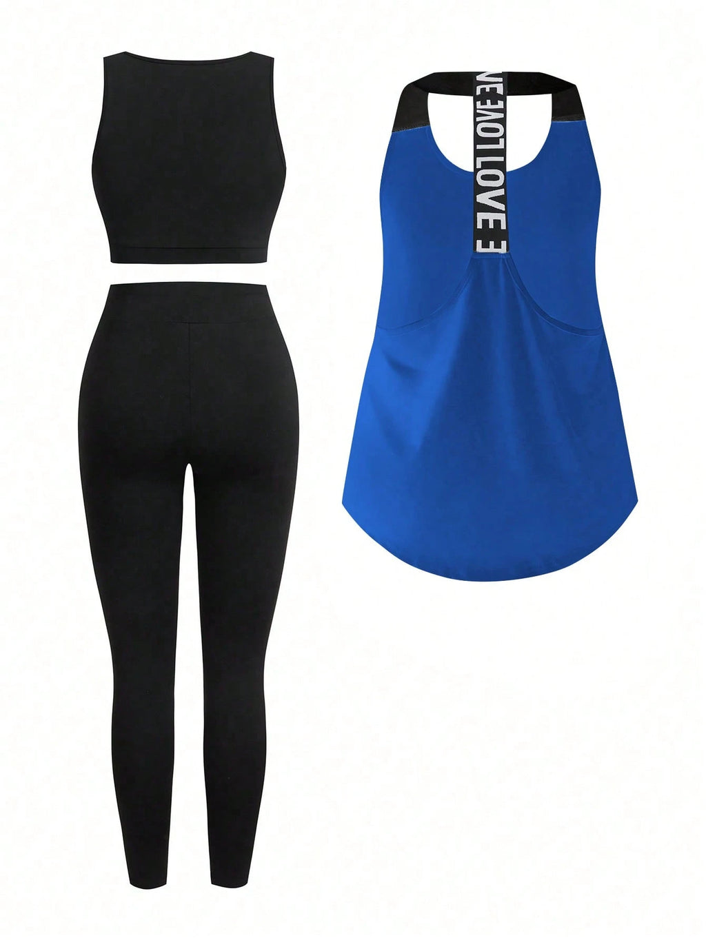 Short & Punchy  Graphic Cami & Contrast Leggings Sports Set