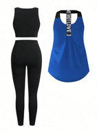Short & Punchy  Graphic Cami & Contrast Leggings Sports Set