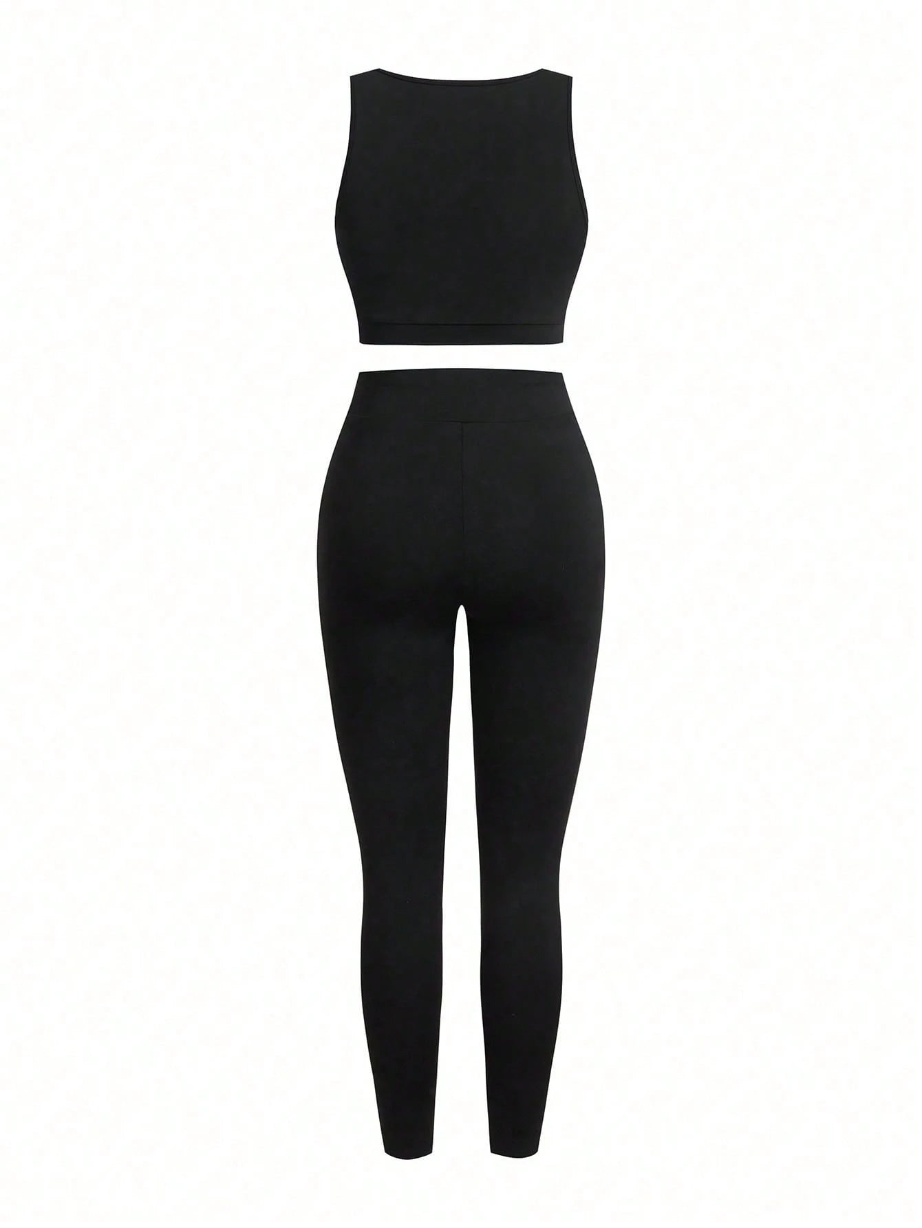 Short & Punchy  Graphic Cami & Contrast Leggings Sports Set