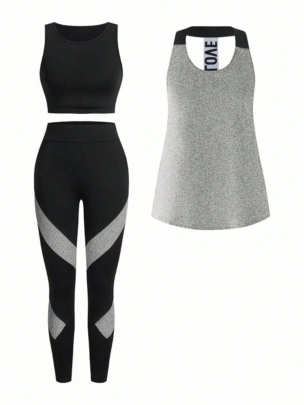 Short & Punchy  Graphic Cami & Contrast Leggings Sports Set