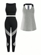Short & Punchy  Graphic Cami & Contrast Leggings Sports Set