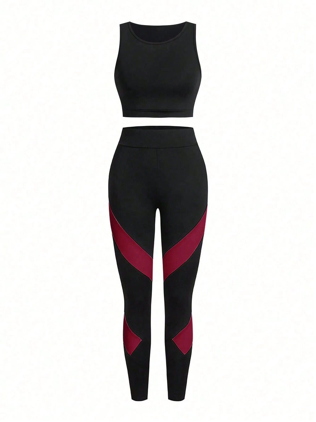 Short & Punchy  Graphic Cami & Contrast Leggings Sports Set
