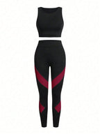 Short & Punchy  Graphic Cami & Contrast Leggings Sports Set
