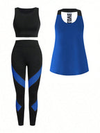 Short & Punchy  Graphic Cami & Contrast Leggings Sports Set