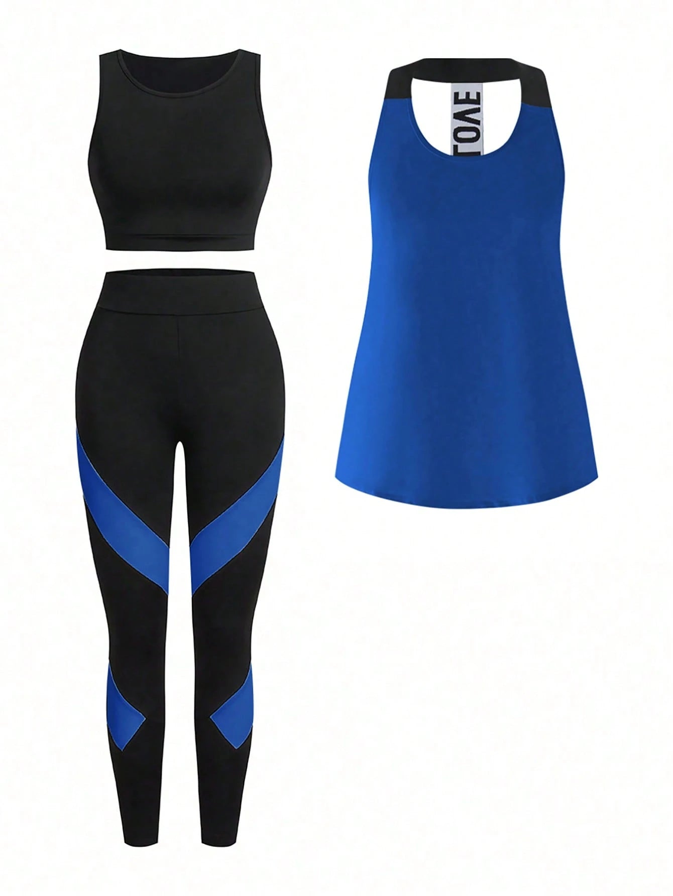 Short & Punchy  Graphic Cami & Contrast Leggings Sports Set