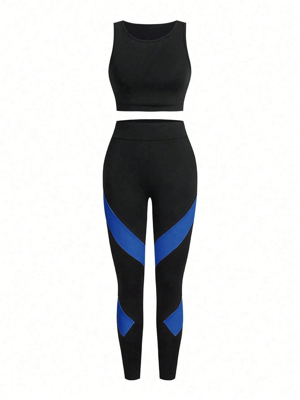 Short & Punchy  Graphic Cami & Contrast Leggings Sports Set