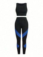 Short & Punchy  Graphic Cami & Contrast Leggings Sports Set