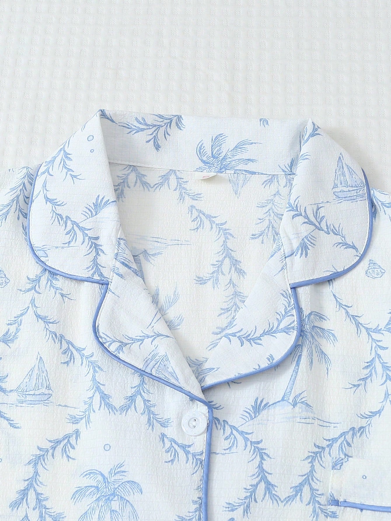 2-Piece Coconut Tree Lounge Set | Lapel Shirt & Bow Detail Shorts