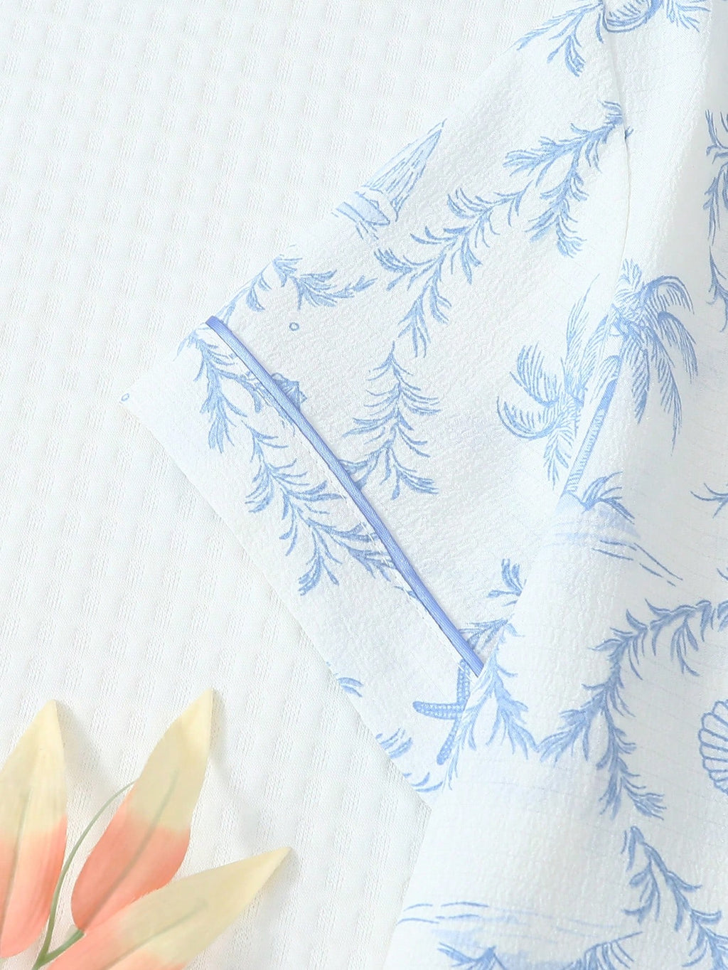 2-Piece Coconut Tree Lounge Set | Lapel Shirt & Bow Detail Shorts
