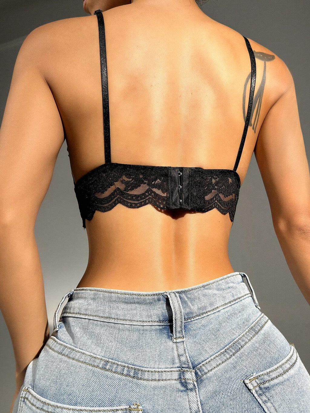 Women’s Floral Lace Scallop Trim Bralette | Sexy Sheer Lingerie Bra Top