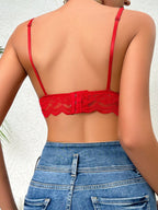 Women’s Floral Lace Scallop Trim Bralette | Sexy Sheer Lingerie Bra Top