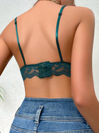 Women’s Floral Lace Scallop Trim Bralette | Sexy Sheer Lingerie Bra Top