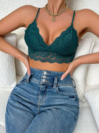 Women’s Floral Lace Scallop Trim Bralette | Sexy Sheer Lingerie Bra Top
