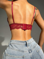 Women’s Floral Lace Scallop Trim Bralette | Sexy Sheer Lingerie Bra Top