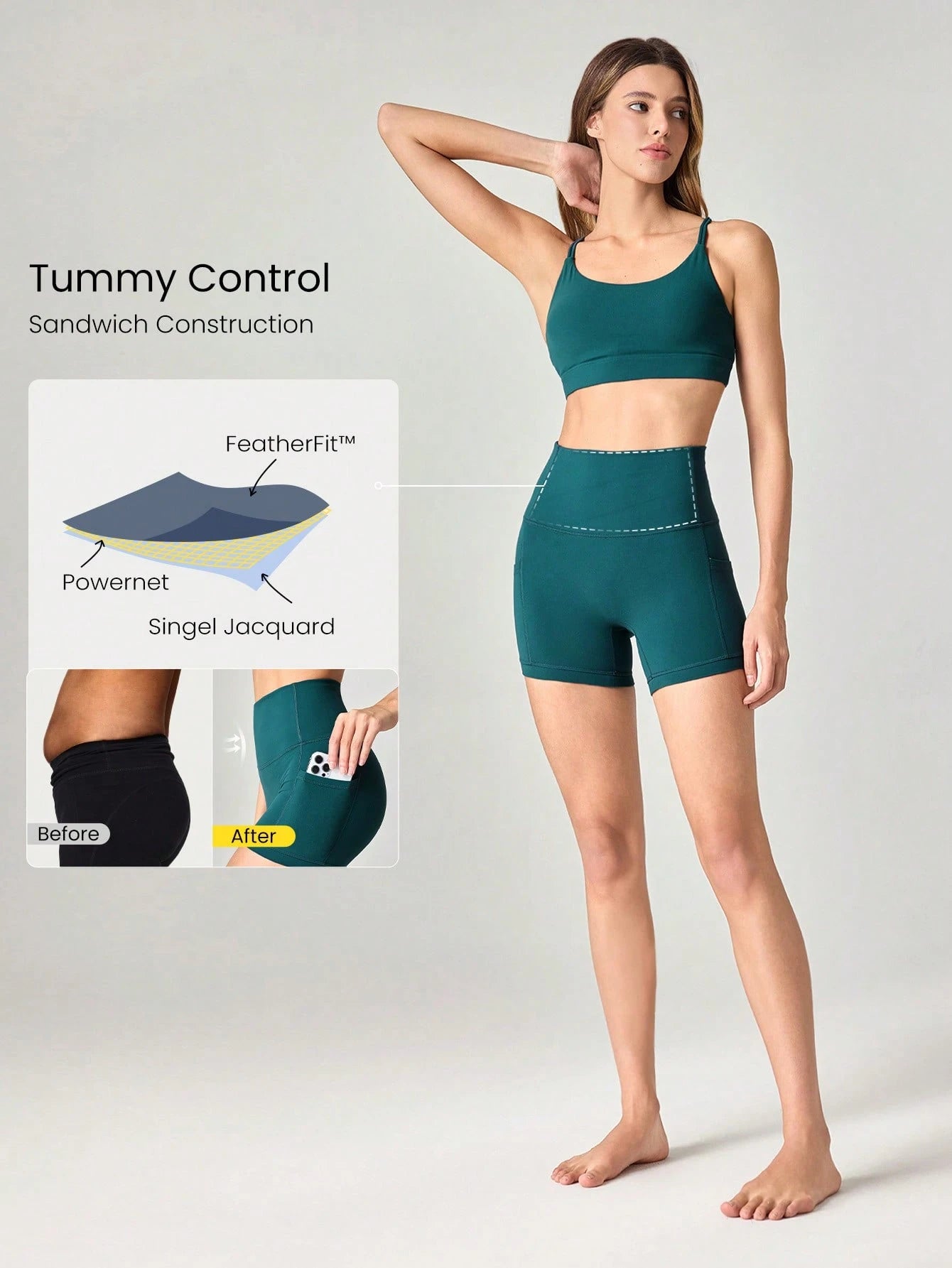 Clean & Direct (Best for general use)  Women's 4.3" Anti-Slip Pocket Bike Shorts - No Front Seam