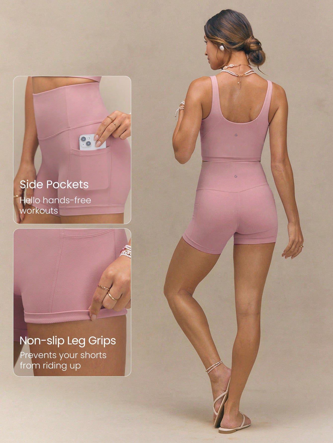 Clean & Direct (Best for general use)  Women's 4.3" Anti-Slip Pocket Bike Shorts - No Front Seam