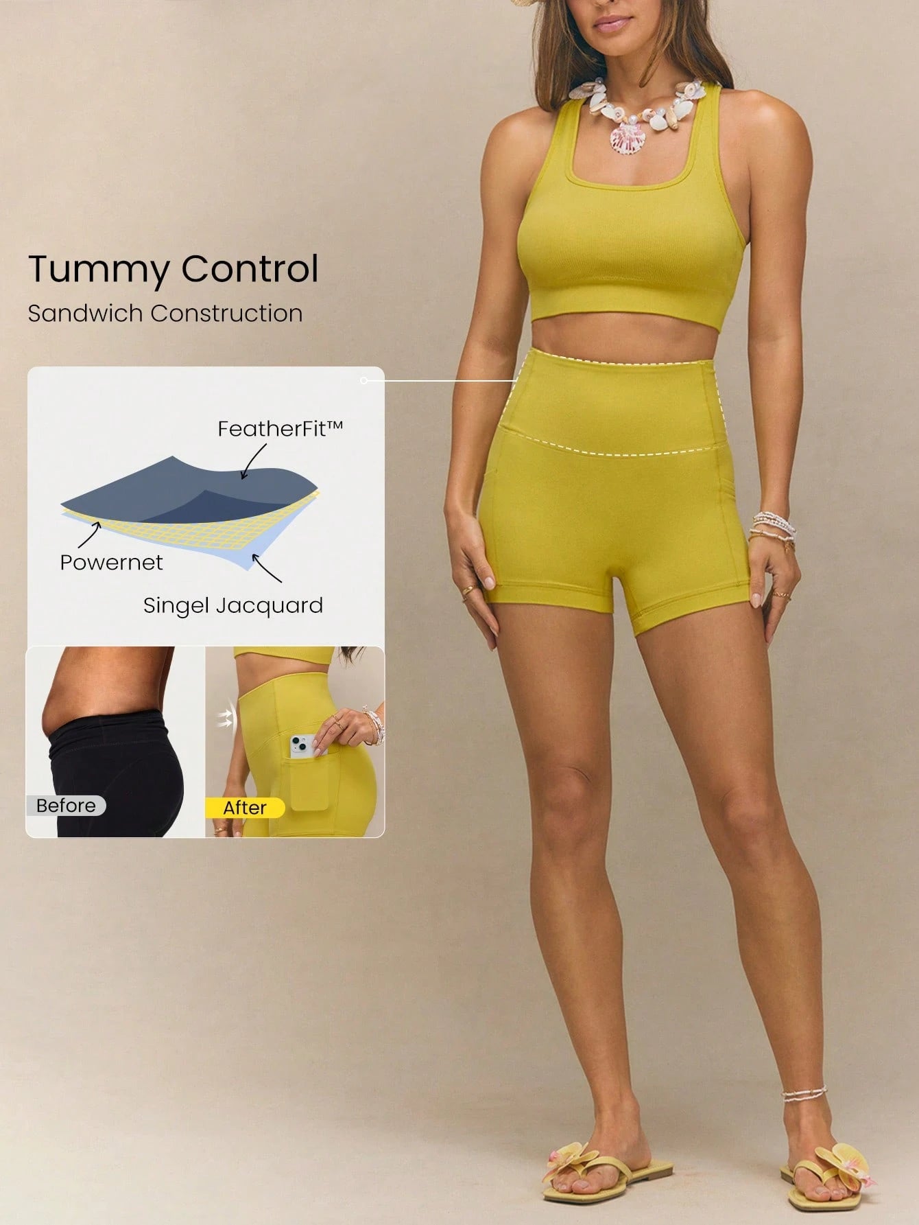 Clean & Direct (Best for general use)  Women's 4.3" Anti-Slip Pocket Bike Shorts - No Front Seam