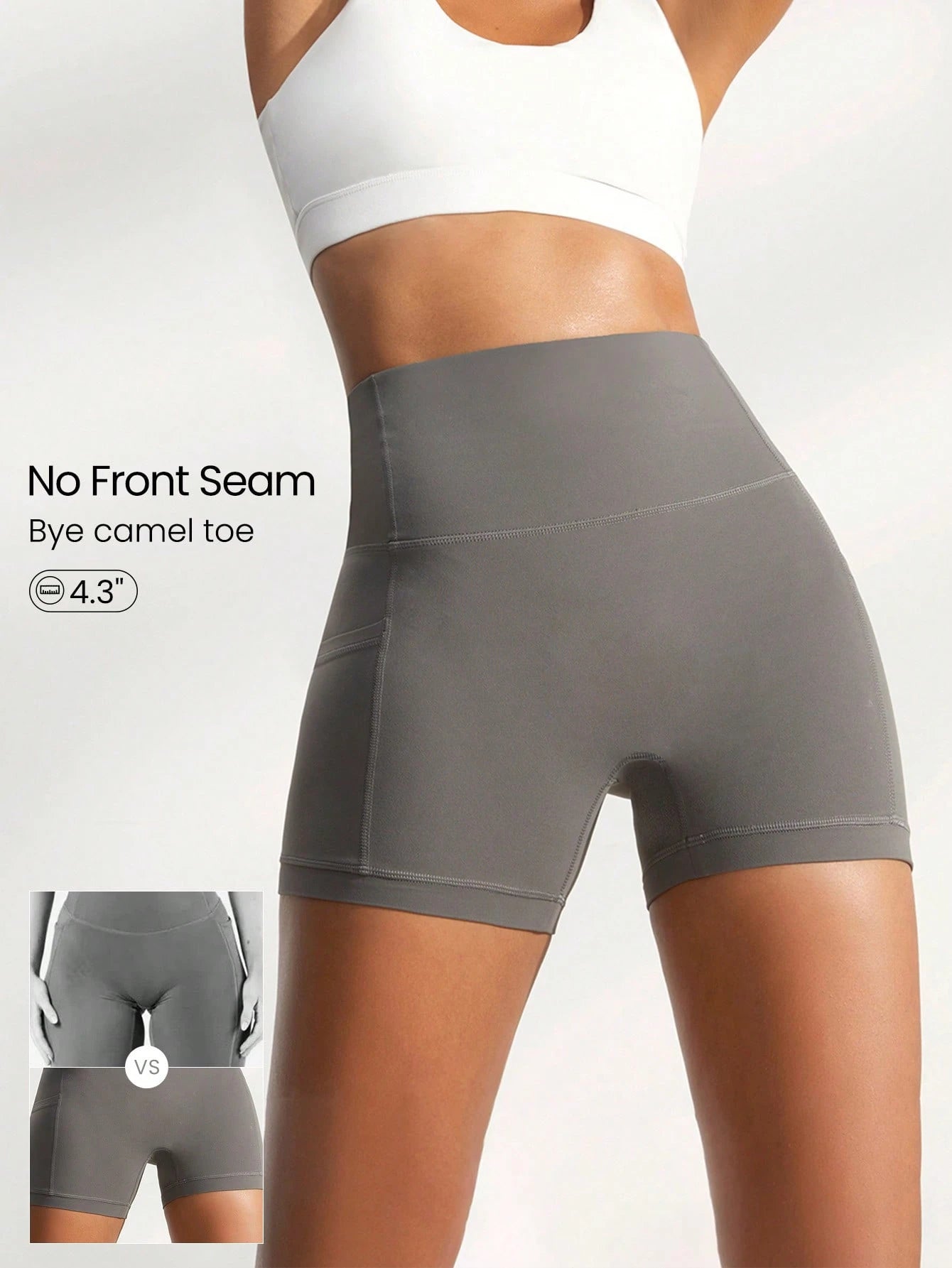 Clean & Direct (Best for general use)  Women's 4.3" Anti-Slip Pocket Bike Shorts - No Front Seam