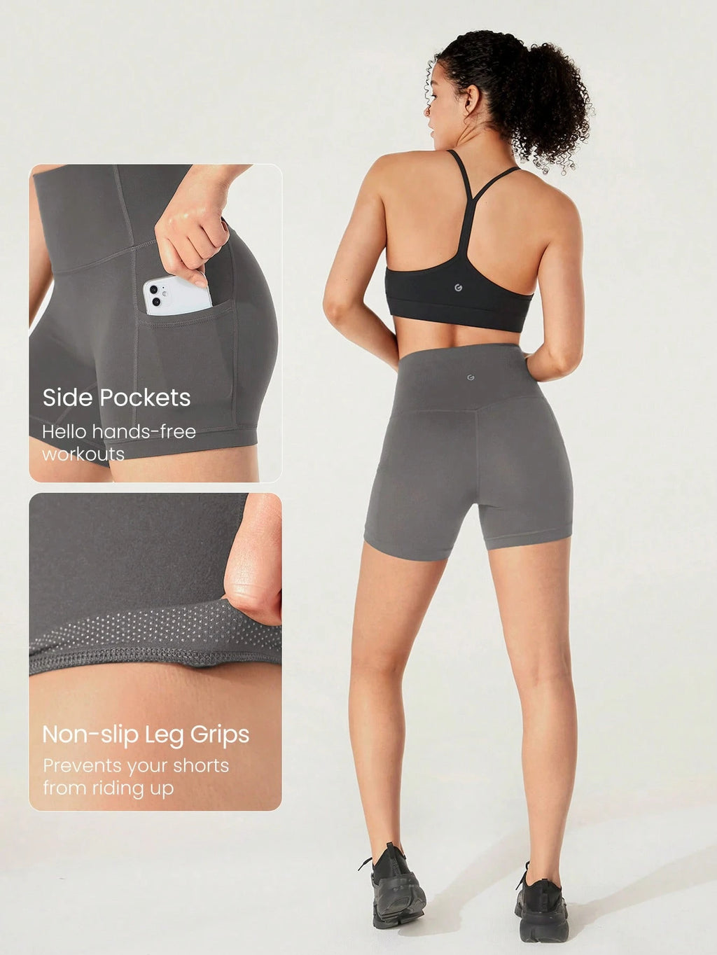 Clean & Direct (Best for general use)  Women's 4.3" Anti-Slip Pocket Bike Shorts - No Front Seam