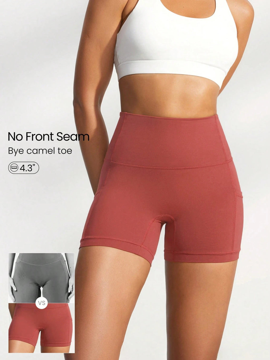 Clean & Direct (Best for general use)  Women's 4.3" Anti-Slip Pocket Bike Shorts - No Front Seam
