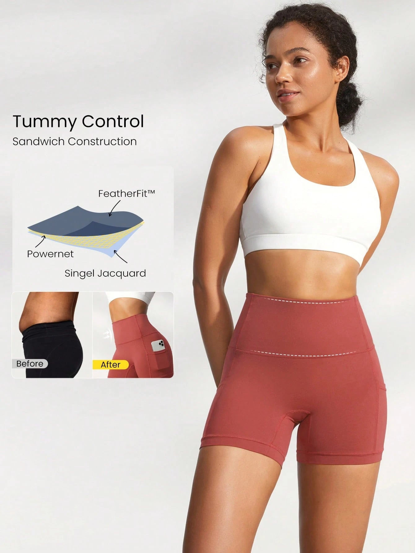 Clean & Direct (Best for general use)  Women's 4.3" Anti-Slip Pocket Bike Shorts - No Front Seam