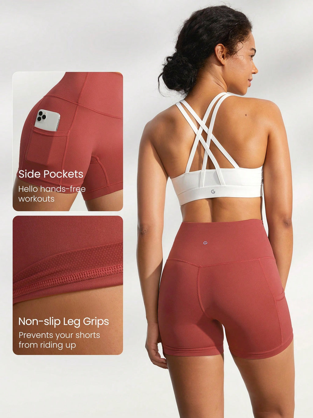 Clean & Direct (Best for general use)  Women's 4.3" Anti-Slip Pocket Bike Shorts - No Front Seam