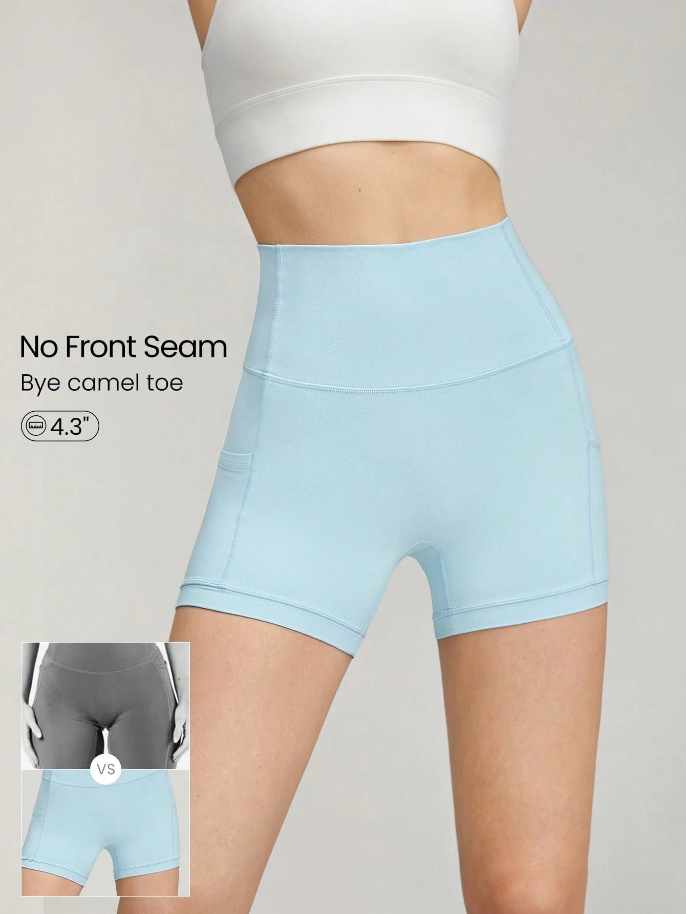 Clean & Direct (Best for general use)  Women's 4.3" Anti-Slip Pocket Bike Shorts - No Front Seam