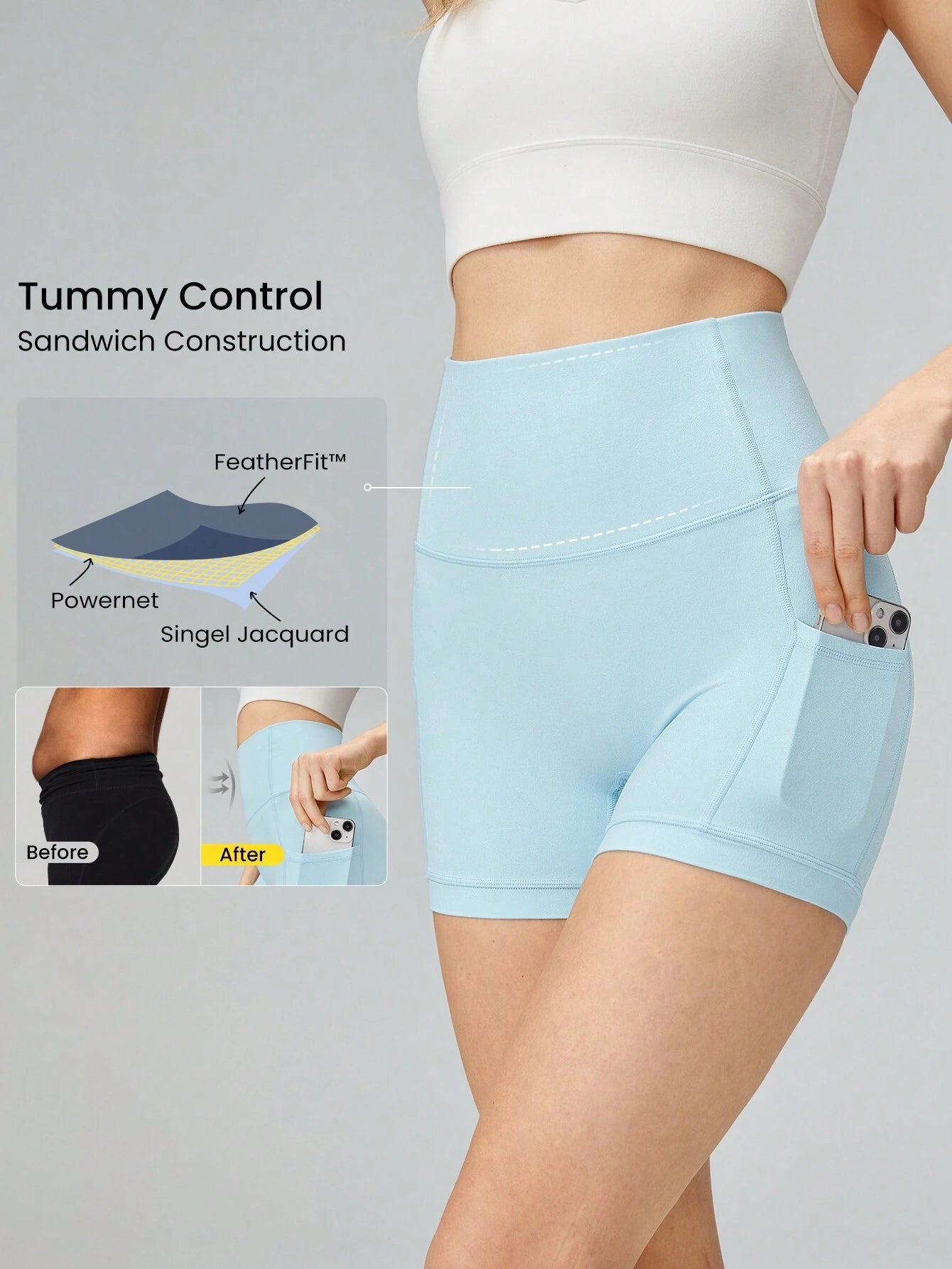 Clean & Direct (Best for general use)  Women's 4.3" Anti-Slip Pocket Bike Shorts - No Front Seam