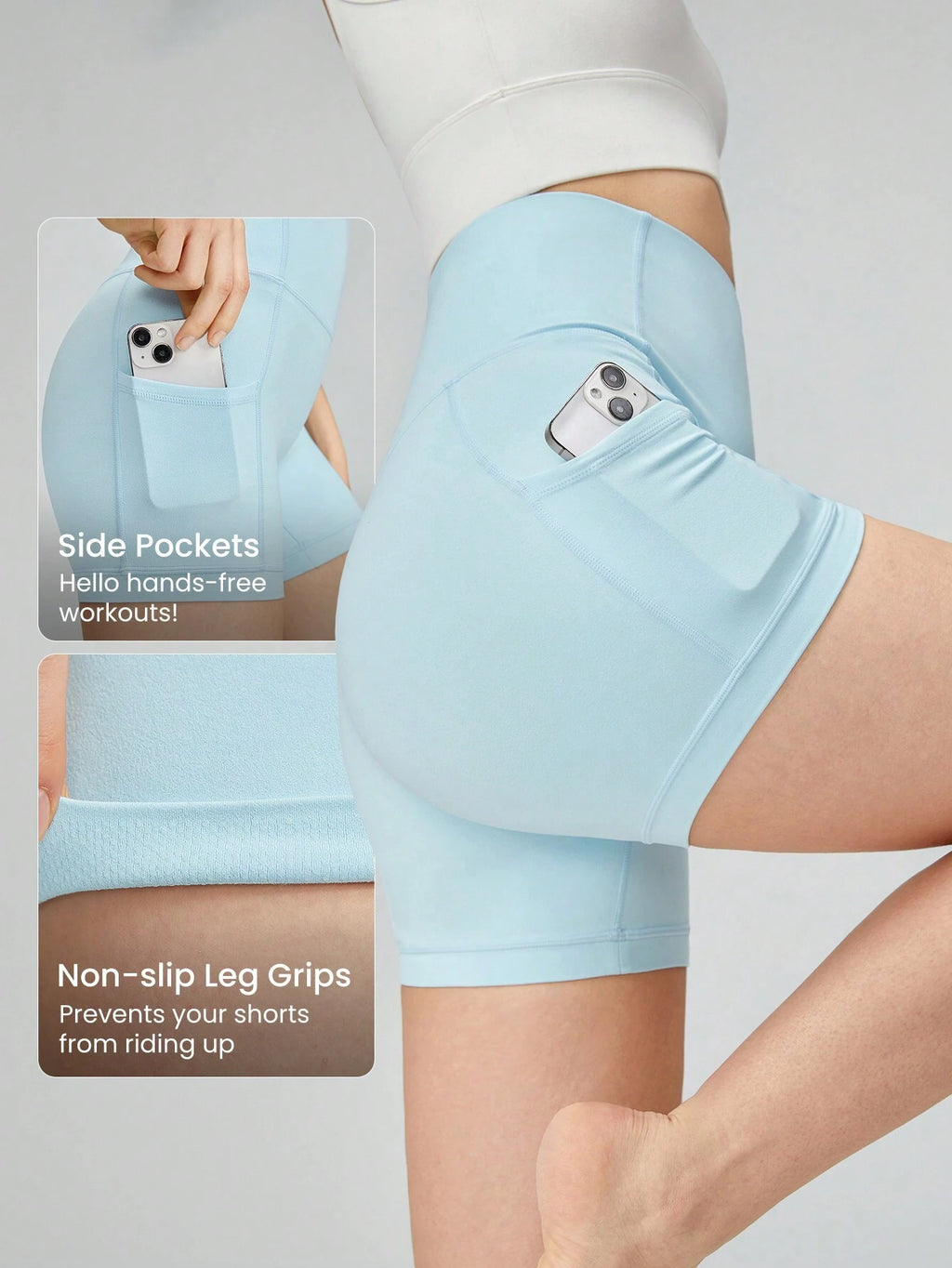Clean & Direct (Best for general use)  Women's 4.3" Anti-Slip Pocket Bike Shorts - No Front Seam