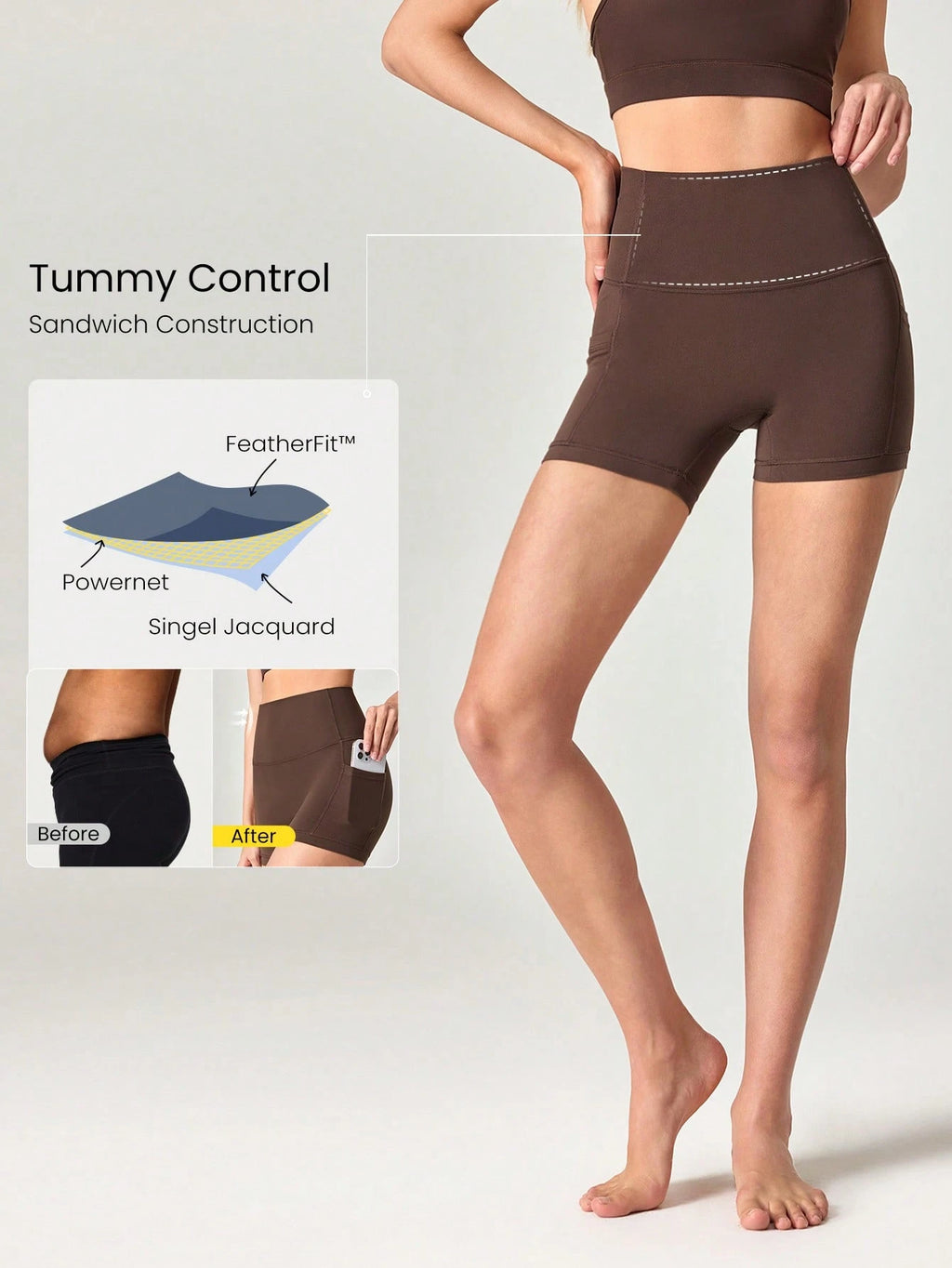 Clean & Direct (Best for general use)  Women's 4.3" Anti-Slip Pocket Bike Shorts - No Front Seam
