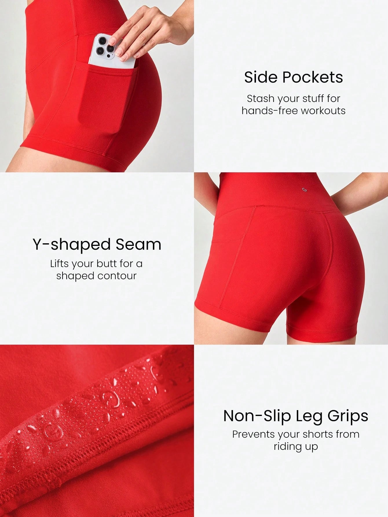 Clean & Direct (Best for general use)  Women's 4.3" Anti-Slip Pocket Bike Shorts - No Front Seam