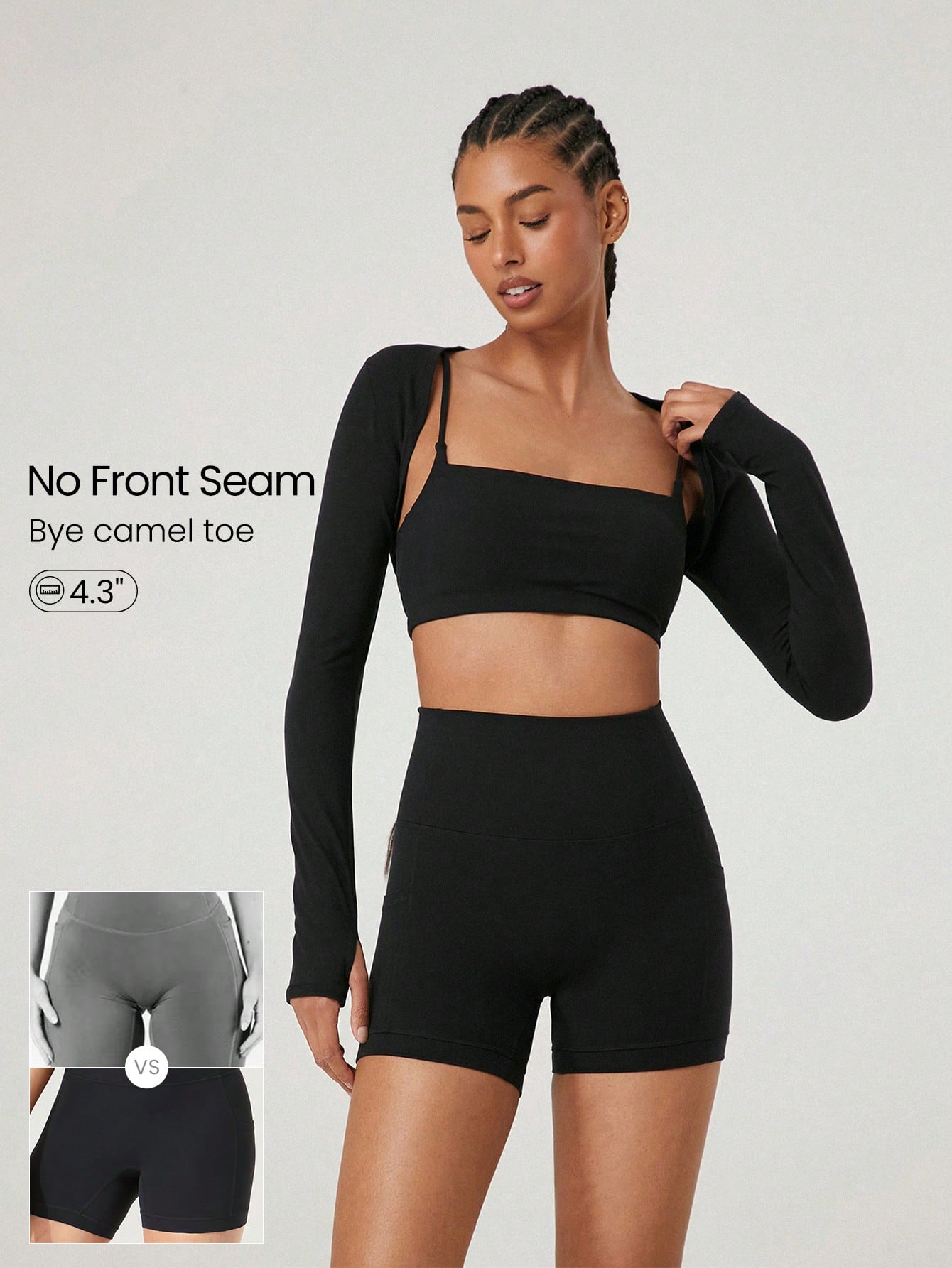 Clean & Direct (Best for general use)  Women's 4.3" Anti-Slip Pocket Bike Shorts - No Front Seam