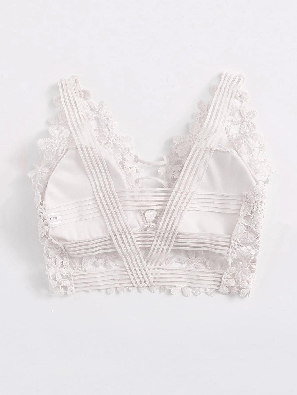 Women’s Guipure Lace Longline Bralette – Elegant Sheer Lingerie Top