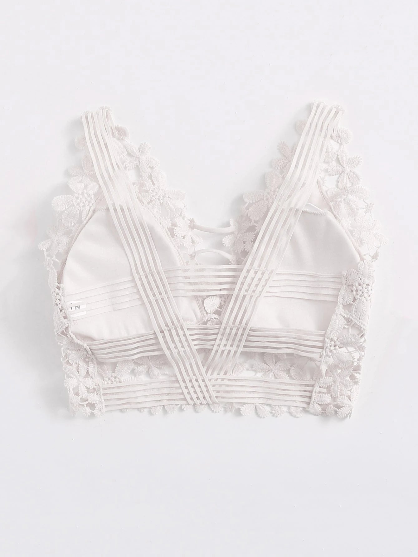 Women’s Guipure Lace Longline Bralette – Elegant Sheer Lingerie Top