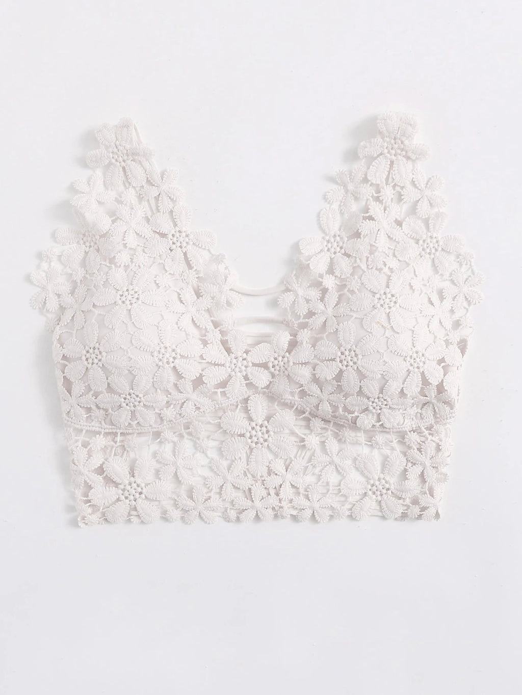Women’s Guipure Lace Longline Bralette – Elegant Sheer Lingerie Top