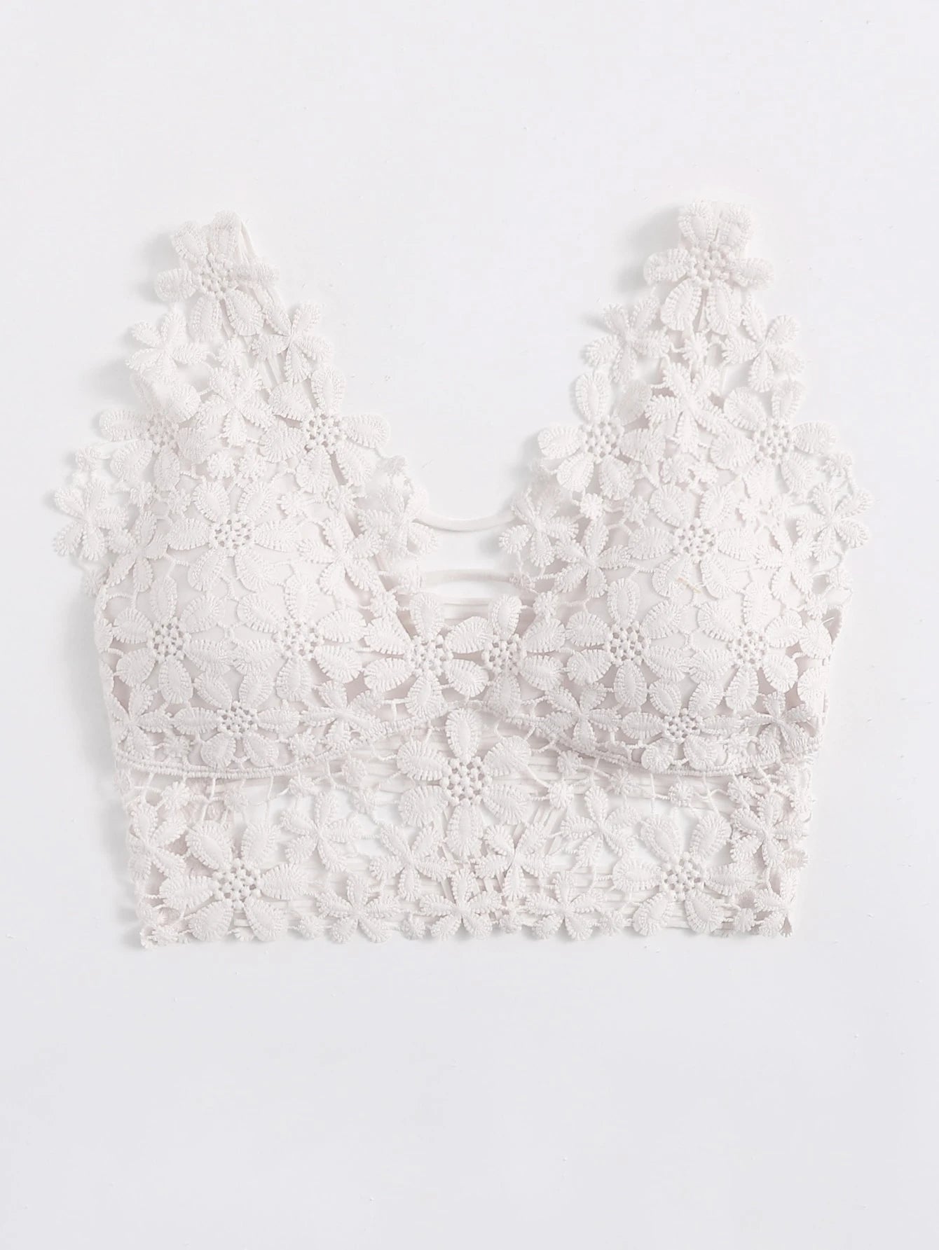 Women’s Guipure Lace Longline Bralette – Elegant Sheer Lingerie Top