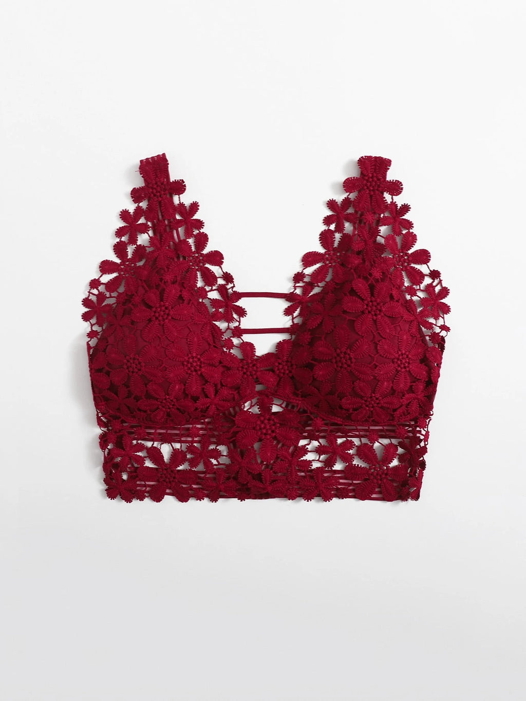 Women’s Guipure Lace Longline Bralette – Elegant Sheer Lingerie Top