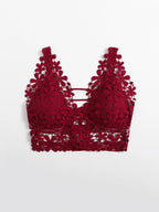 Women’s Guipure Lace Longline Bralette – Elegant Sheer Lingerie Top