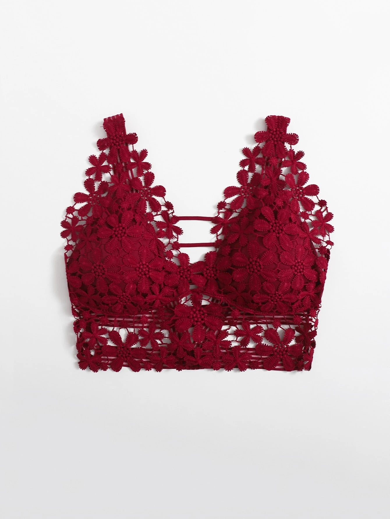 Women’s Guipure Lace Longline Bralette – Elegant Sheer Lingerie Top