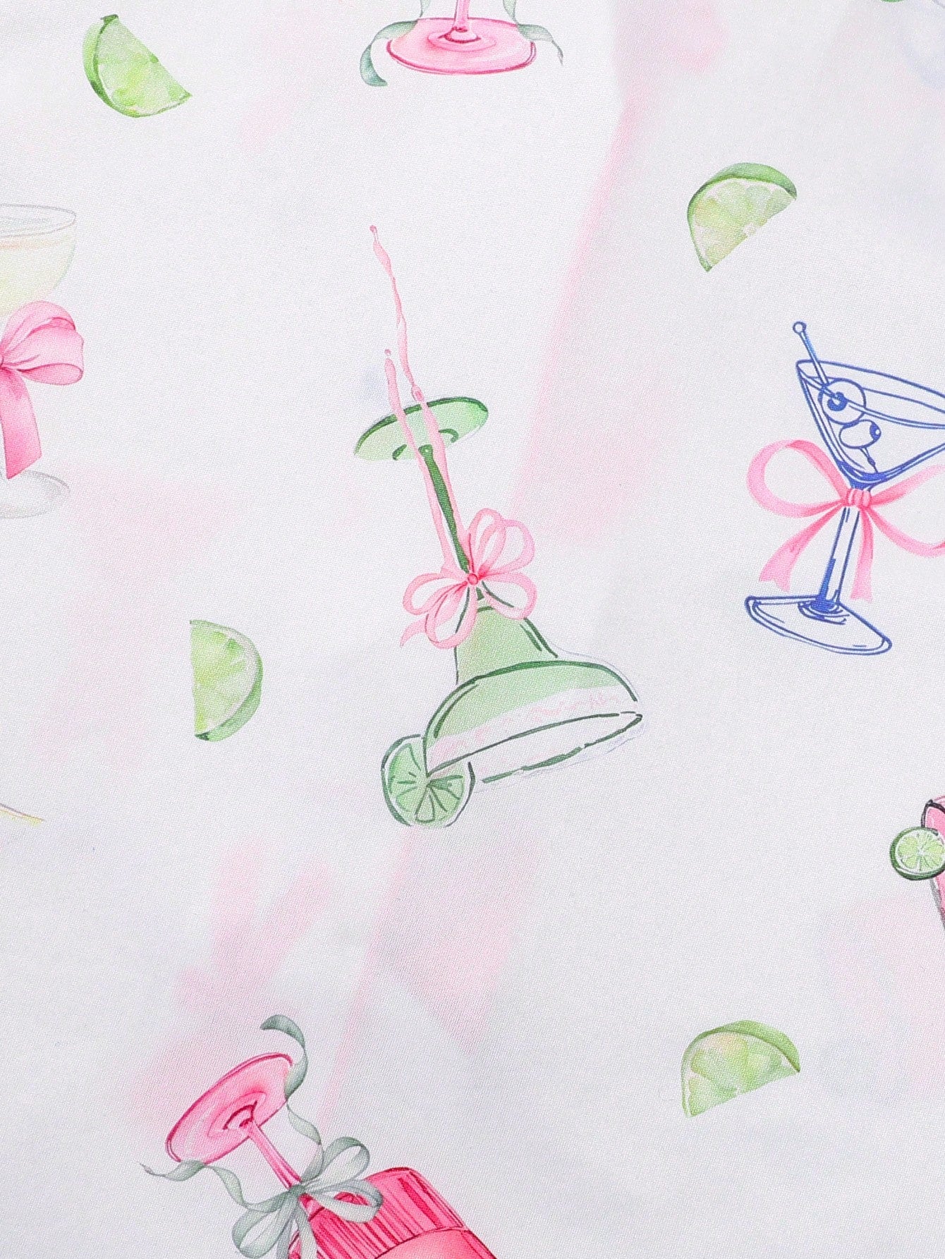 2-Piece Citrus & Wine Lounge Set | Collared Button-Up Top & Elastic Shorts