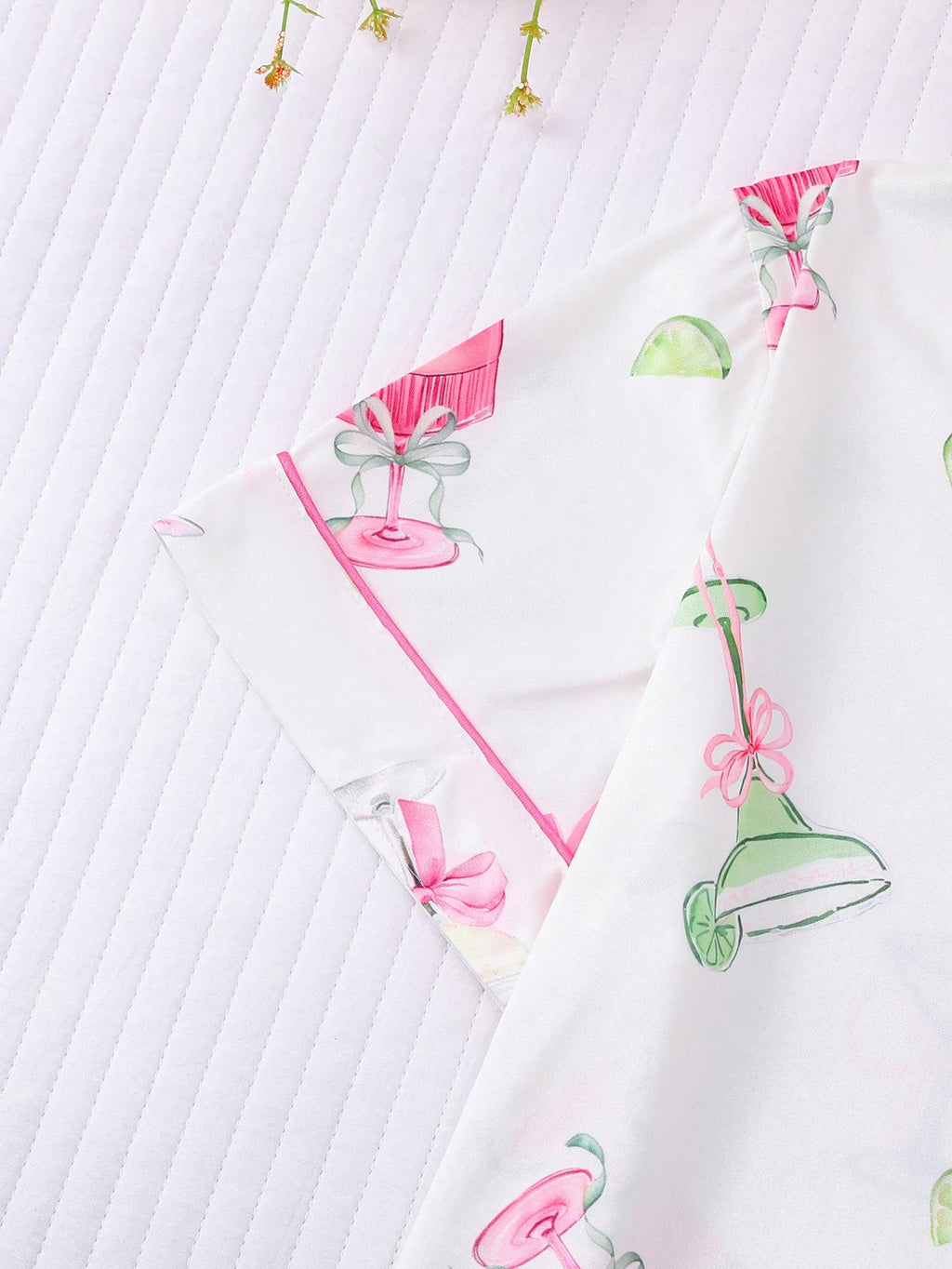 2-Piece Citrus & Wine Lounge Set | Collared Button-Up Top & Elastic Shorts