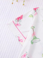2-Piece Citrus & Wine Lounge Set | Collared Button-Up Top & Elastic Shorts