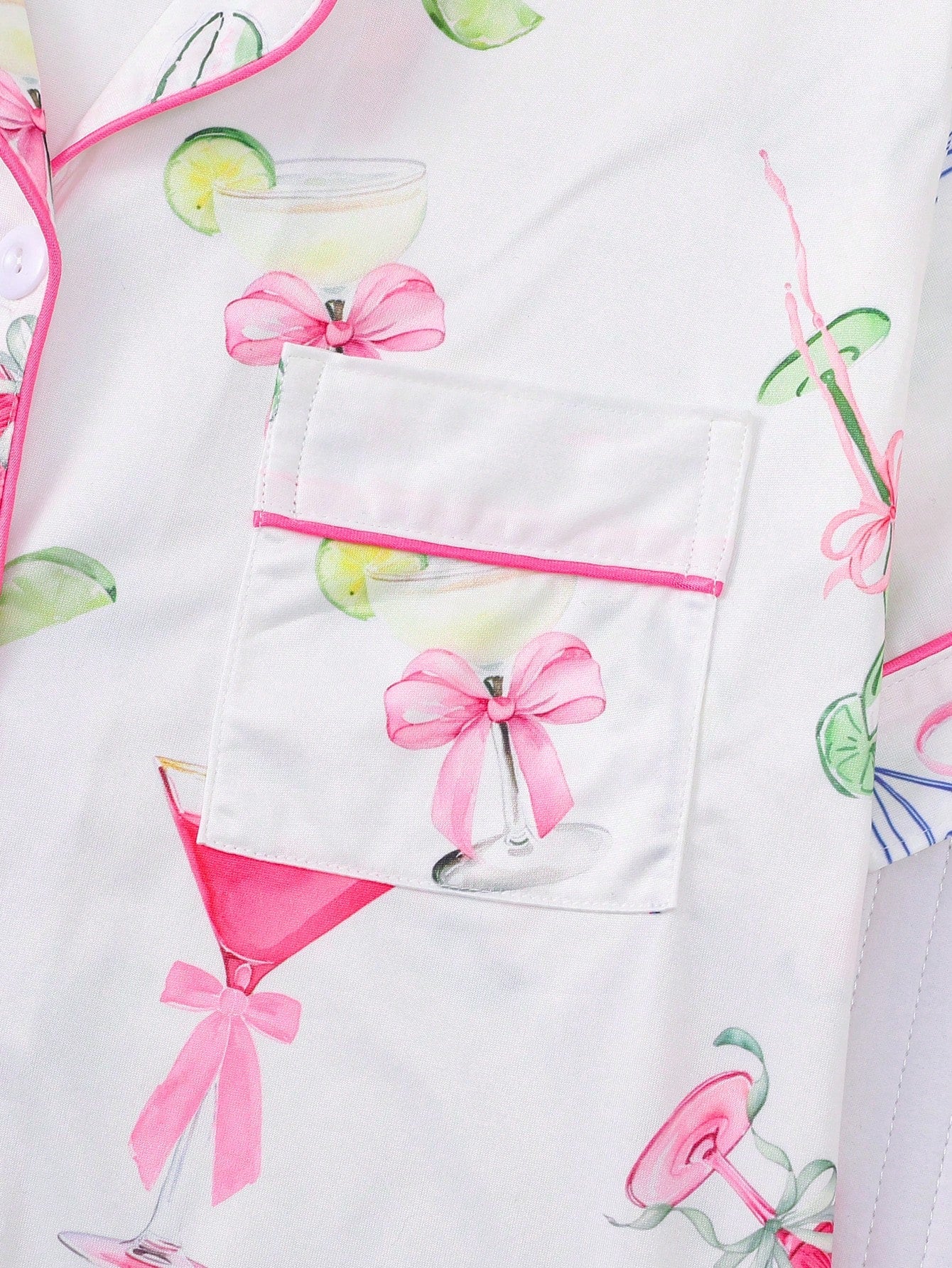 2-Piece Citrus & Wine Lounge Set | Collared Button-Up Top & Elastic Shorts