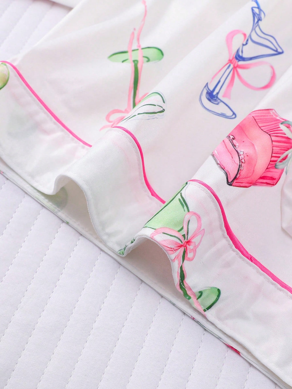 2-Piece Citrus & Wine Lounge Set | Collared Button-Up Top & Elastic Shorts