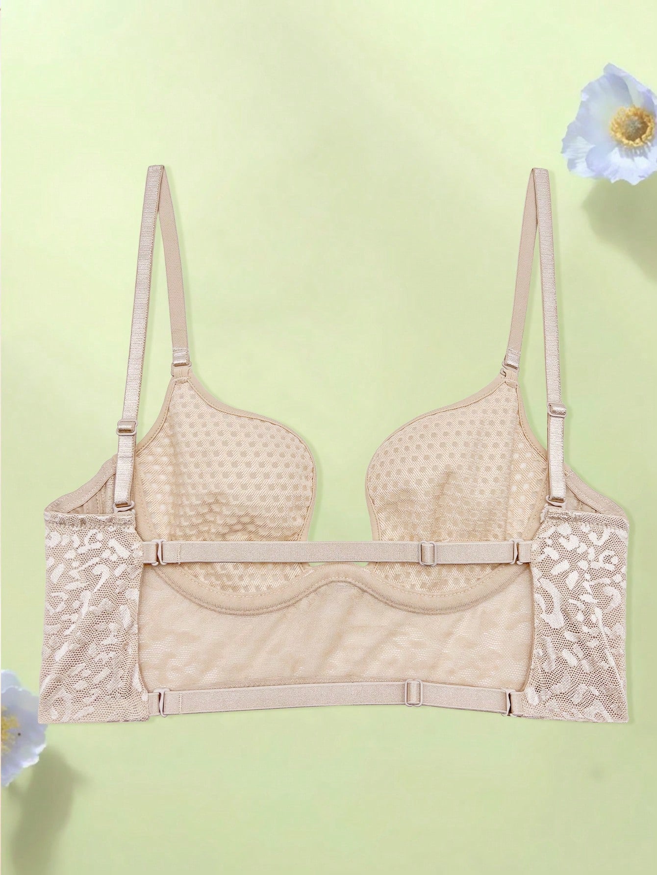 Women’s Sexy Lace Backless Bra – Sheer Mesh U-Neck Lingerie Bralette (Leopard & Striped)